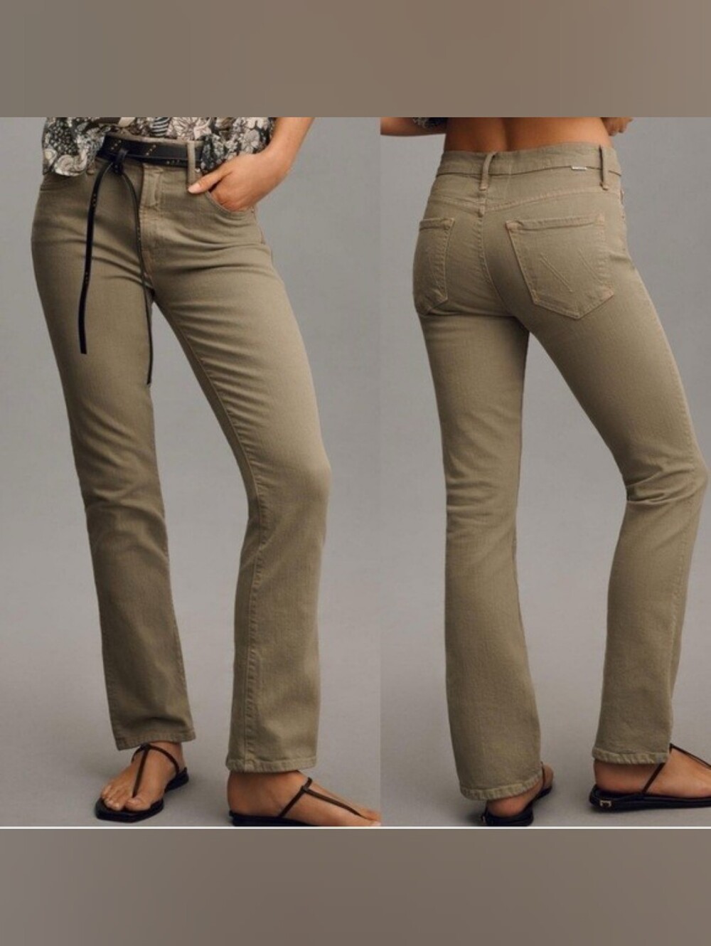 MOTHER Flare Jeans in Olive Green Size 27